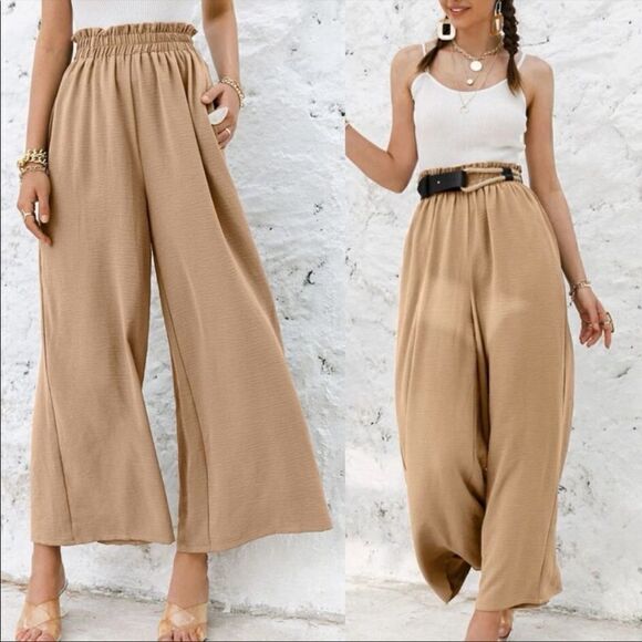 Boho Wide Leg High Waist Flowy Pants - Picture 4 of 13